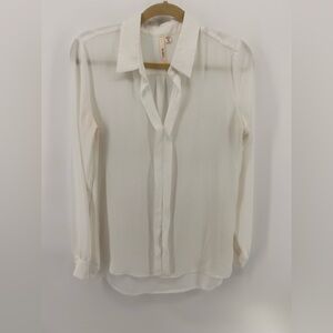 Bellatrix Women's Blouse Sheer Cuffed Long Sleeve Off White M Medium
